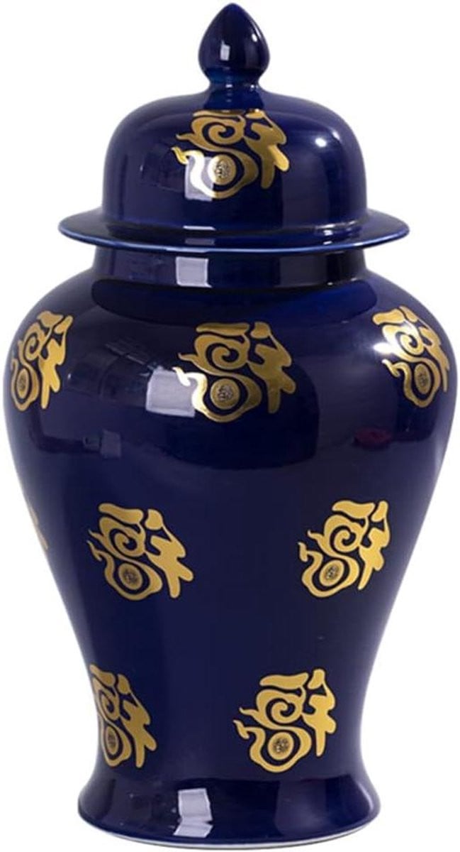 Handgeschilderde blauwe keramische gemberpot voor decoratie