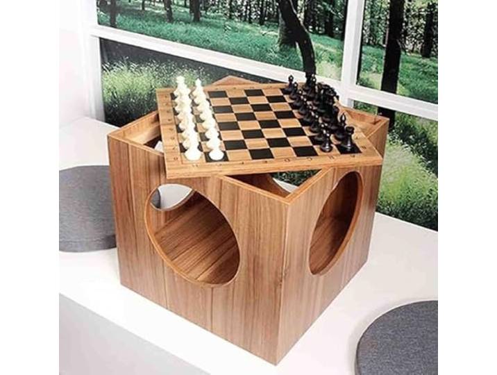 IYUESQ Niedriger Tisch, Kleiner Couchtisch, Schachtisch aus Holz, Schach/Go-Tisch, Schachbrett-Couchtisch, multifunktionaler Schachbretttisch