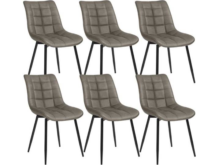 WOLTU 6X Chaise de Salle à Manger Chaise de Cuisine Assise rembourrée en Similicuir Pieds en métal Gris foncé siège: 46x40 5cm