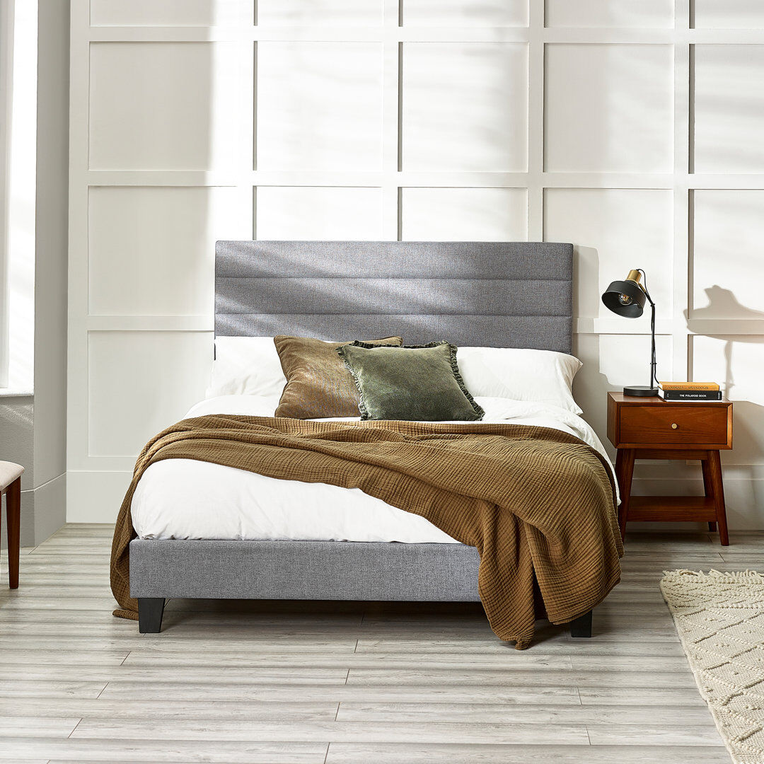 Latitude Run Osawatomie Upholstered Single (3') Bed Grey Kingsize (5')