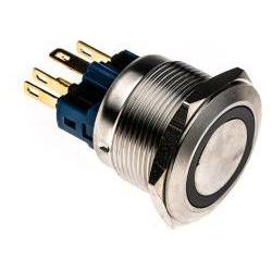 RS PRO Switch Pushbutton Stainless Green ring (8118540)