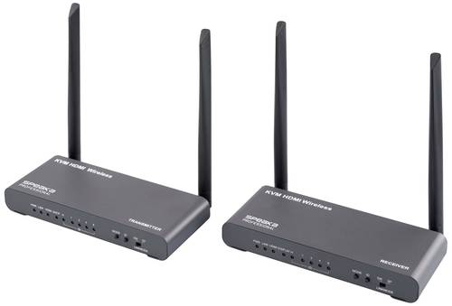 SpeaKa Professional SP-HDE-620 HDMI-Funkübertragung (Set) 100m 5GHz 3840 x 2160 Pixel KVM-Funktion (Tastatur, Bildschirm, Maus)