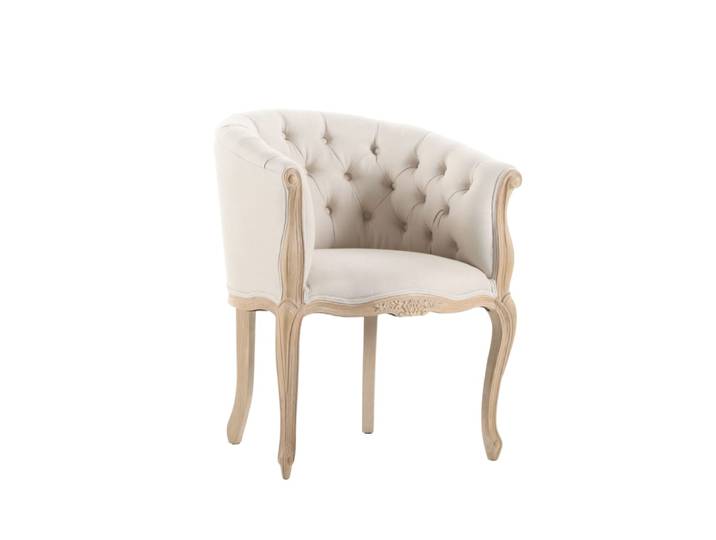 Fauteuil capitonné en lin