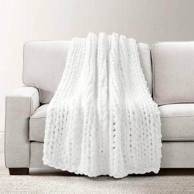Lush Decor Hygge Ultra Soft Cozy Chenille Chunky Knit Throw