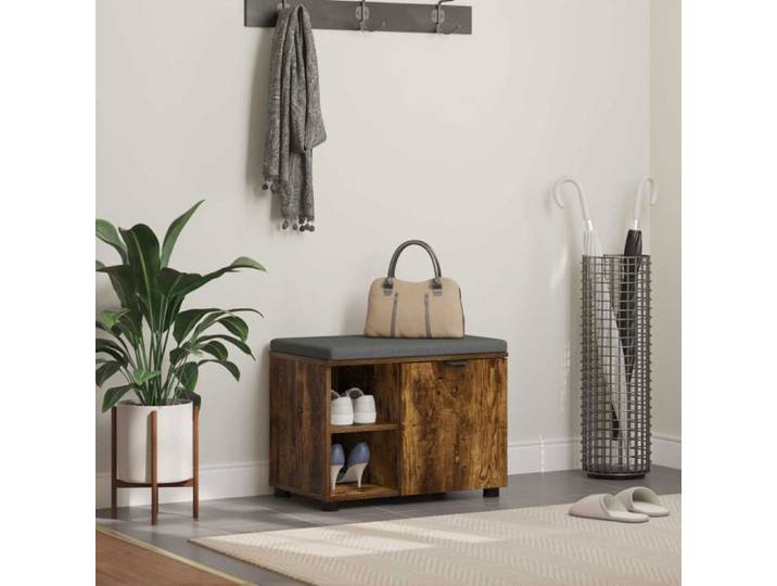 Banc d'entrée - VIDAXL - Console extensible - Chêne fumé - Coussin amovible - Grand rangement