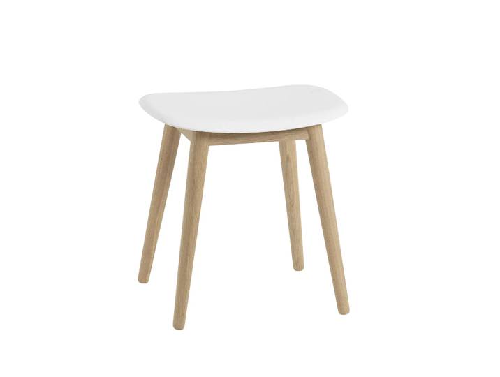 Muuto Tabouret Fiber natural white, pieds en bois