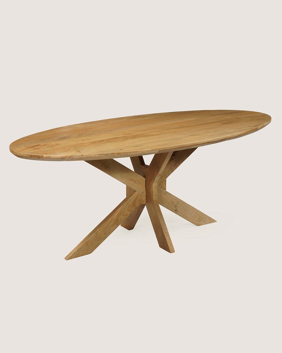 Ovale Mangohouten Eettafel van 240 cm voor 7-8 Personen