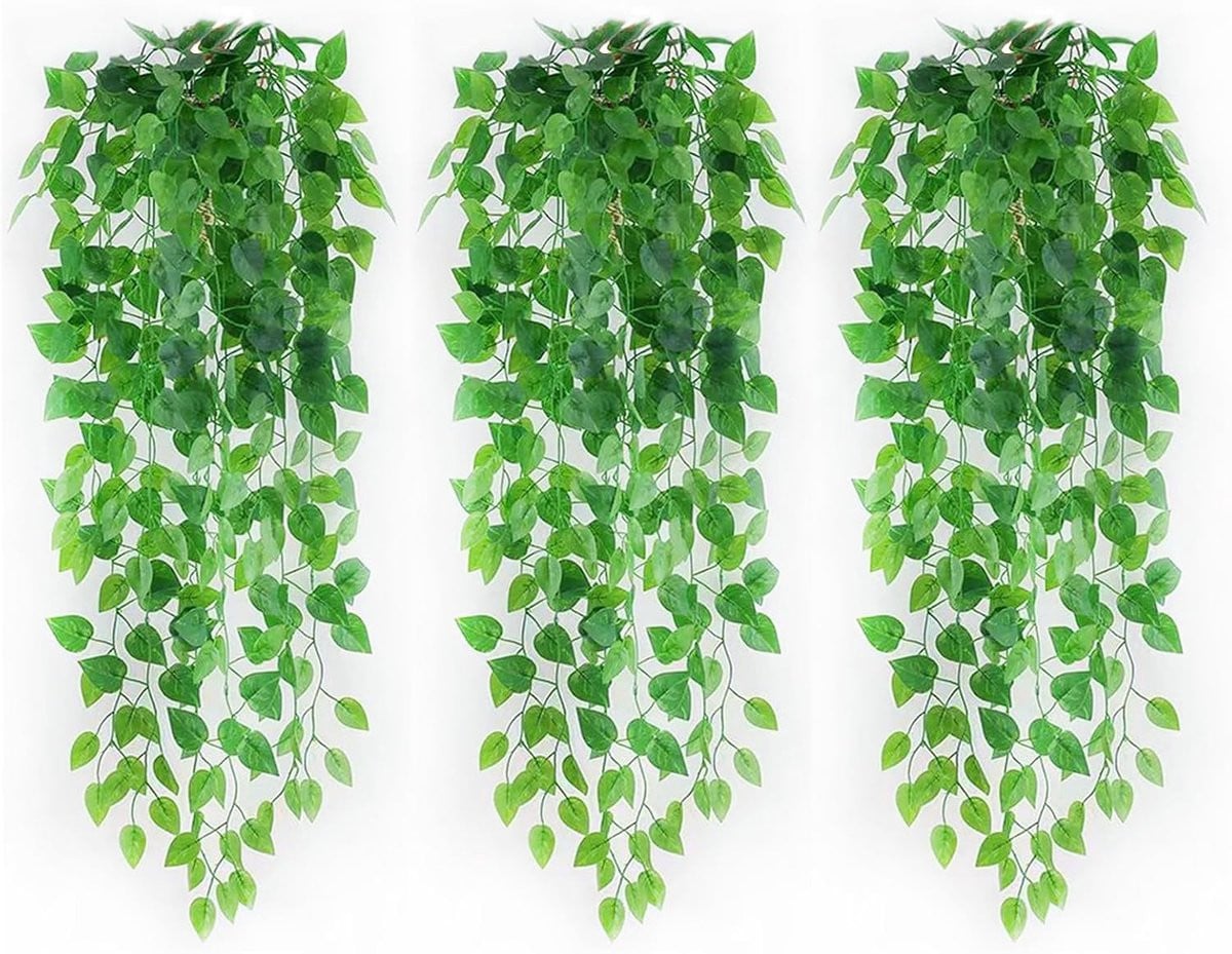 Set van 3 natuurlijke groene kunstmatige hangplanten voor decoratie