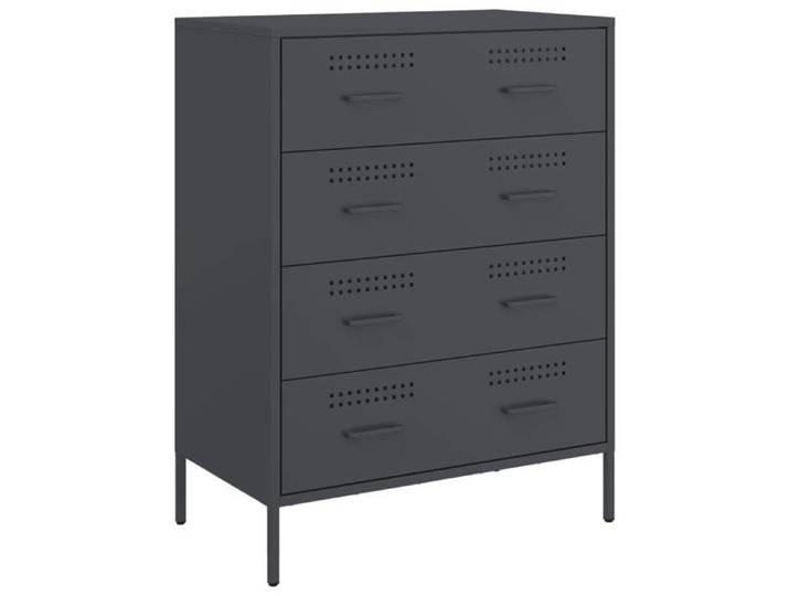 Buffet bas séjour {1 pièce} meuble de rangement design épuré anthracite 68x39x89 cm acier loe19j24