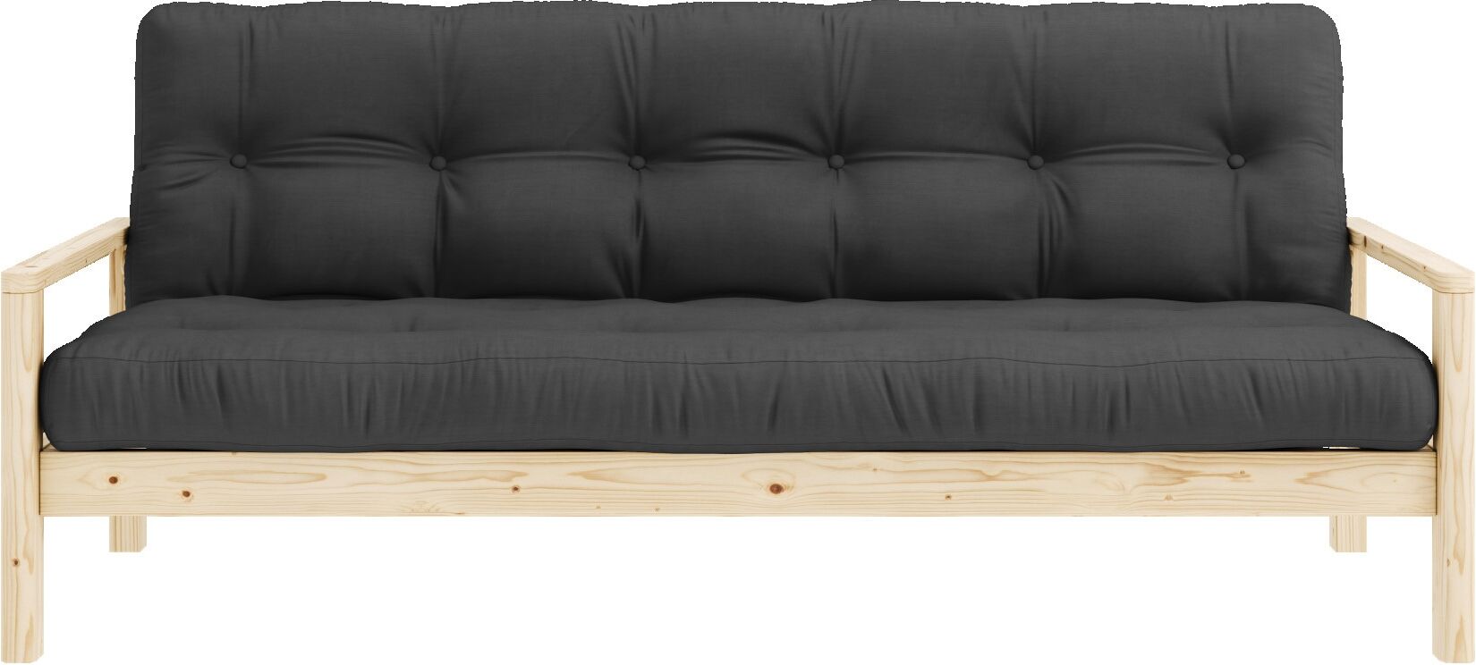 Schlafsofa KARUP DESIGN "KNOB", grau (dunkelgrau), B:205cm H:79cm T:95cm, Matratzenmaterialzusammensetzung: Futonmatratze mit Knopfheftung, Höhe 14 cm, aus recyceleten Mischfasern mit einem Kern aus 4 cm Schaumstoff. Matratzenfüllung: Baumwoll-Mix-Füllung