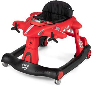 Costway 6-in-1 Baby Walker with Wheels and Detachable Play Platform for Kids Aged 6-18 Months Old-Red