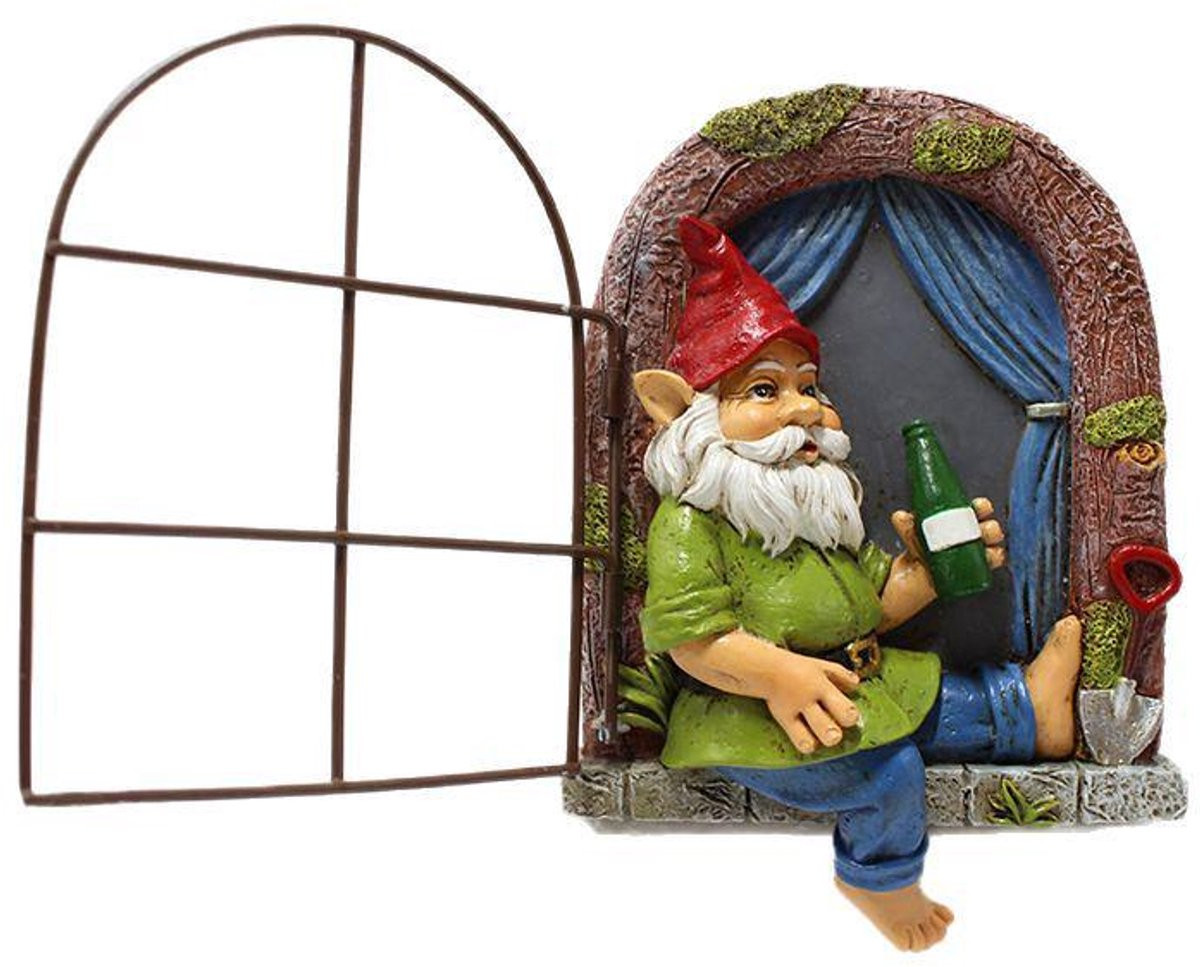 Grappige Dronken Kabouter Boomsculptuur - Tuindecoratie en Outdoor Ornament voor in de Tuin