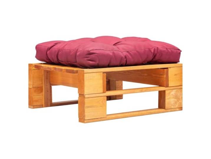 TUERYAFEK Palettenhocker Outdoor mit Rotem Kissen, Holz Honigbraun Kesseldruckimprägniertes Kiefernholz, Abnehmbares Kissen, Nutzbar als Couchtisch, Witterungsbeständig