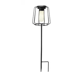 MARELIDA LED Solarleuchte Gitter Optik Gartenstecker Erdspieß Gartenleuchte schwarz