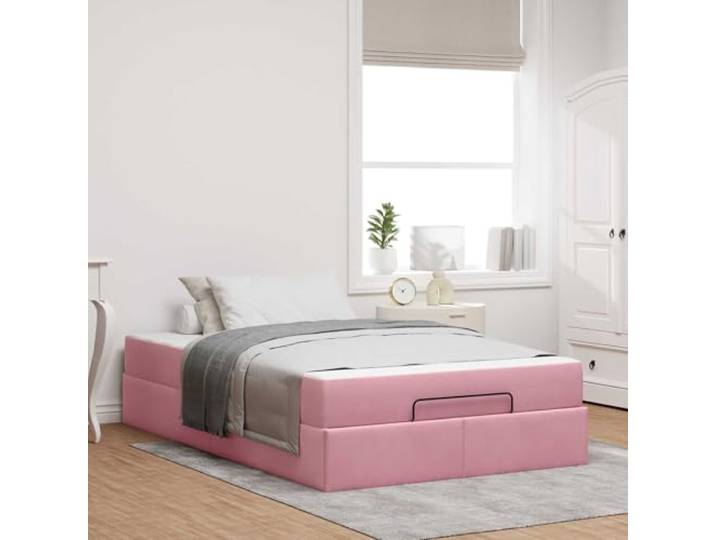 WDGJJFECNMUEHI Samt Moderner Stil Bettgestell 120 x 200 cm Rosa Bettgestell mit Matratze 2 pcs Rosa Samt Bett mit Schubladen Lattenrost 120x200 Komfortabel Modern Stauraum