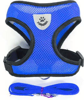 Inspire Picks Adjustable Escape Proof Reflective Cat Harness & Leash Set blue m