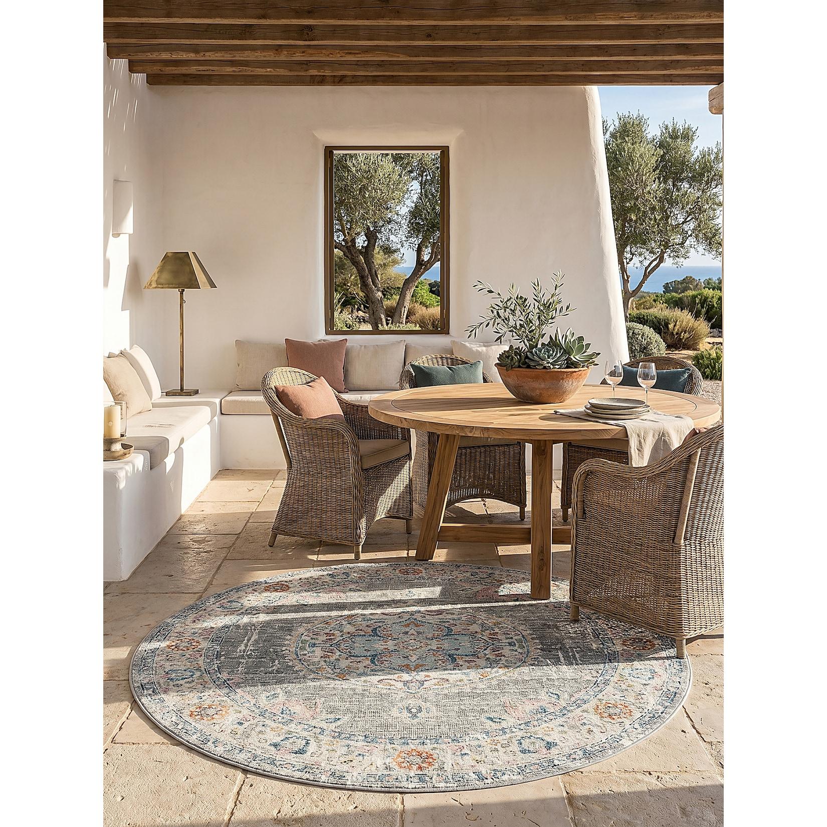 Outdoor-Teppich Niederflor Grau 120x120 cm - LIMMAT Kadima Design