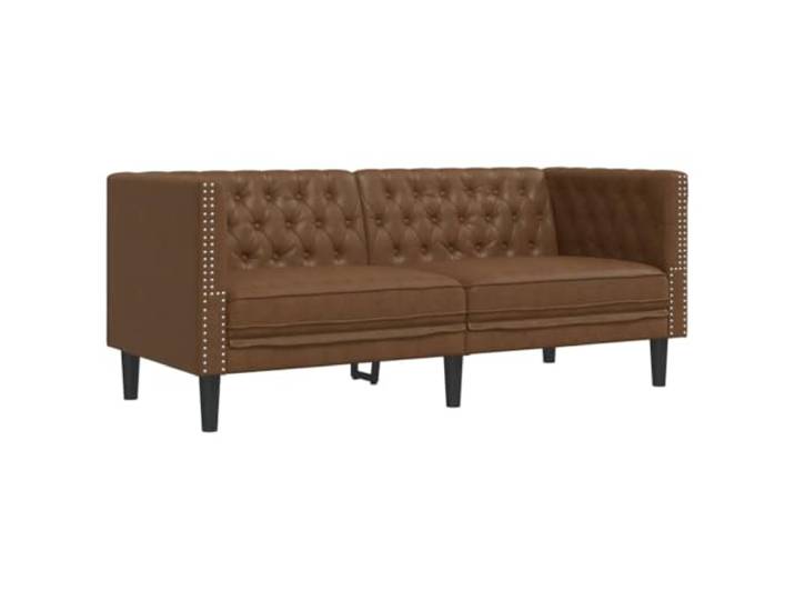 GHVBNMF Chesterfield Sofa 2-Sitzer Braun Mikrofaser 174x74,5cm Klassische Knopfheftung und weiche Schaumstoffpolsterung für eleganten Komfort im Wohnzimmer oder Büro.