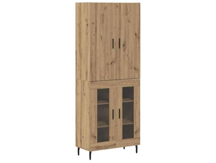 GHVBNMF Highboard 2 STK Altholz 69,5x34x180 cm Holzwerkstoff Vielseitiges Möbelstück für Esszimmer und Wohnzimmer, mit Glaselementen, robusten Metallgriffen und hoher Stabilität.