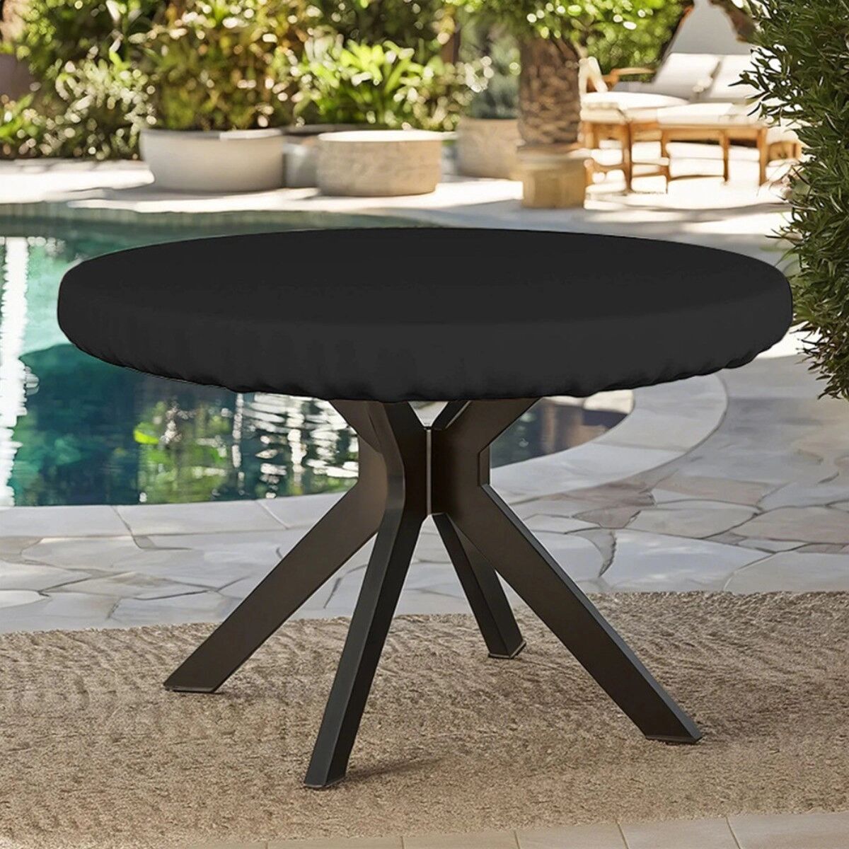 INF Runde Tischabdeckung 153cm x 153cm x 10cm - 210D Oxford, wasserdicht, staubdicht und lichtblockierend