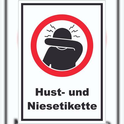 HB-Druck Husten und Niesetikette beachten Symbol und Text Aufkleber A2 (420x594mm)
