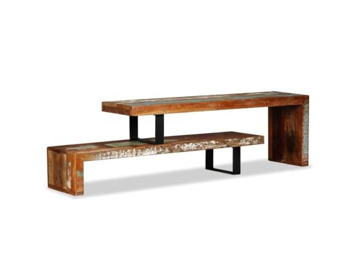 RJPLMFV TV-Möbel, massives Altholz, 2 Ebenen Handgefertigt, stapelbar, Vintage Design, kann als Couchtisch oder Sideboard verwendet werden