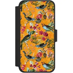 Nivocase Klapphülle für Apple iPhone 12 mini Handyhülle aus Kunst Leder NIVOflip schwarz Blumen Dschungel (Apple iPhone 12 mini), Smartphone Hülle, Schwarz