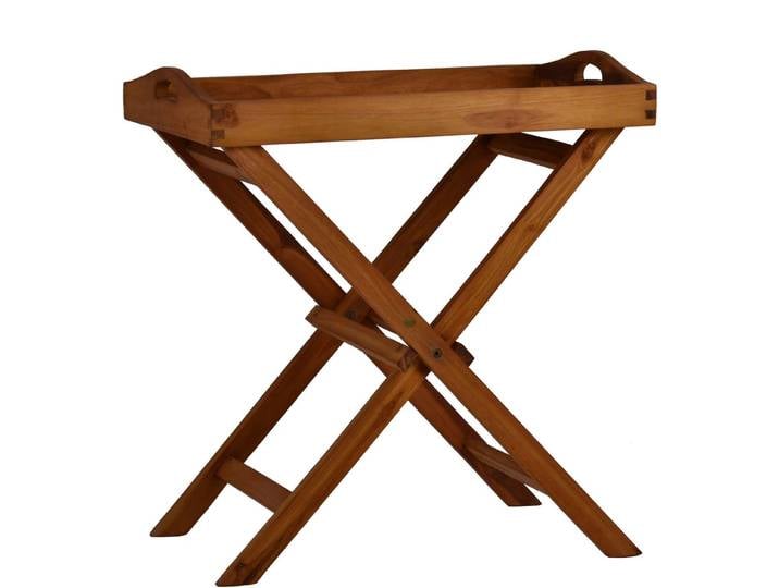 MiaMöbel Teak Beistelltisch mit abnehmbarem Tablett Massivholz Teak Modern