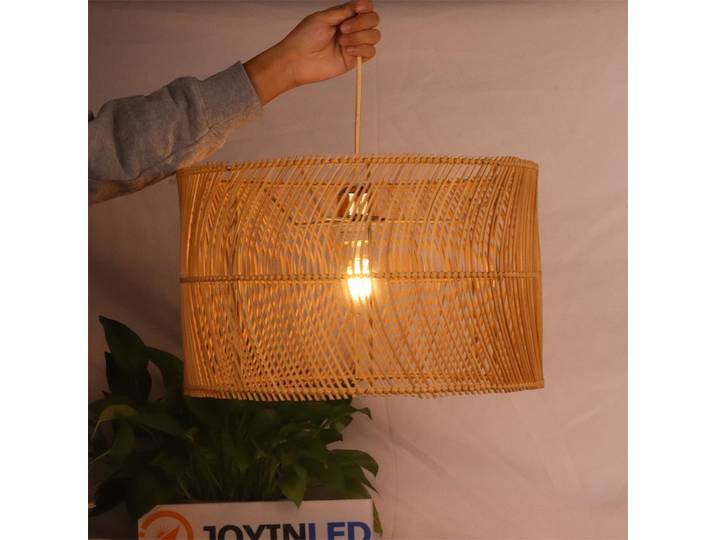 Lampe suspendue en rotin tressé à la main JOYINLED 40 cm, luminaire de plafond en rotin, lustre, suspension E26/E27