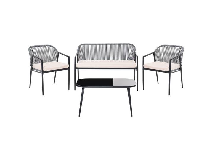 LOUNGE-SET mit Tisch 4-Sitzer Polyrattan Schwarz Flero