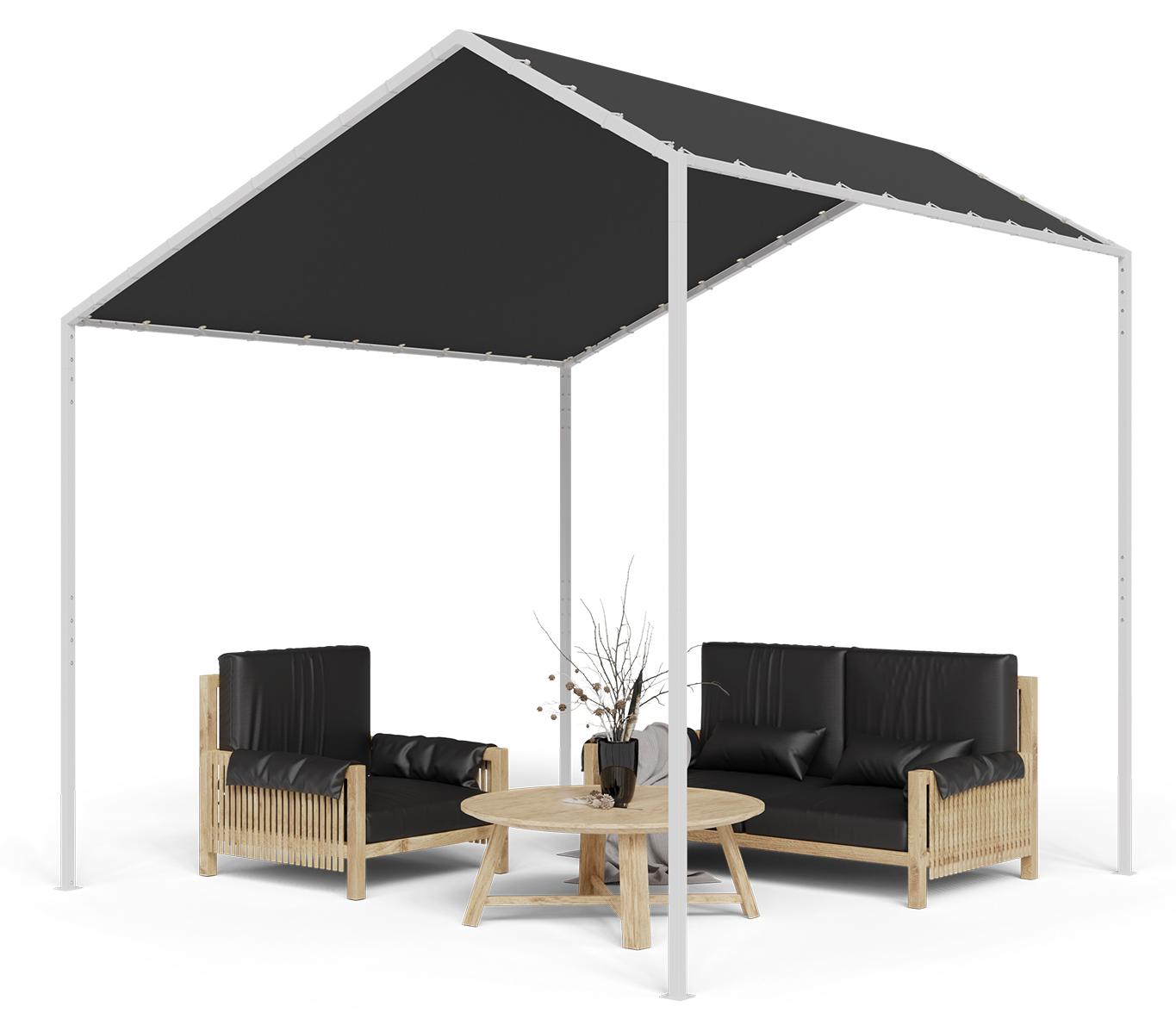 Blumfeldt Pergola, Metall Pavillon mit Polyester Schrägdach, Sonnensegel mit Gestell, Überdachung Freistehend, Sonnenschutz für Garten und Terrasse, Gazebo Wasserdicht und Stabil, Aluminium-Rahmen