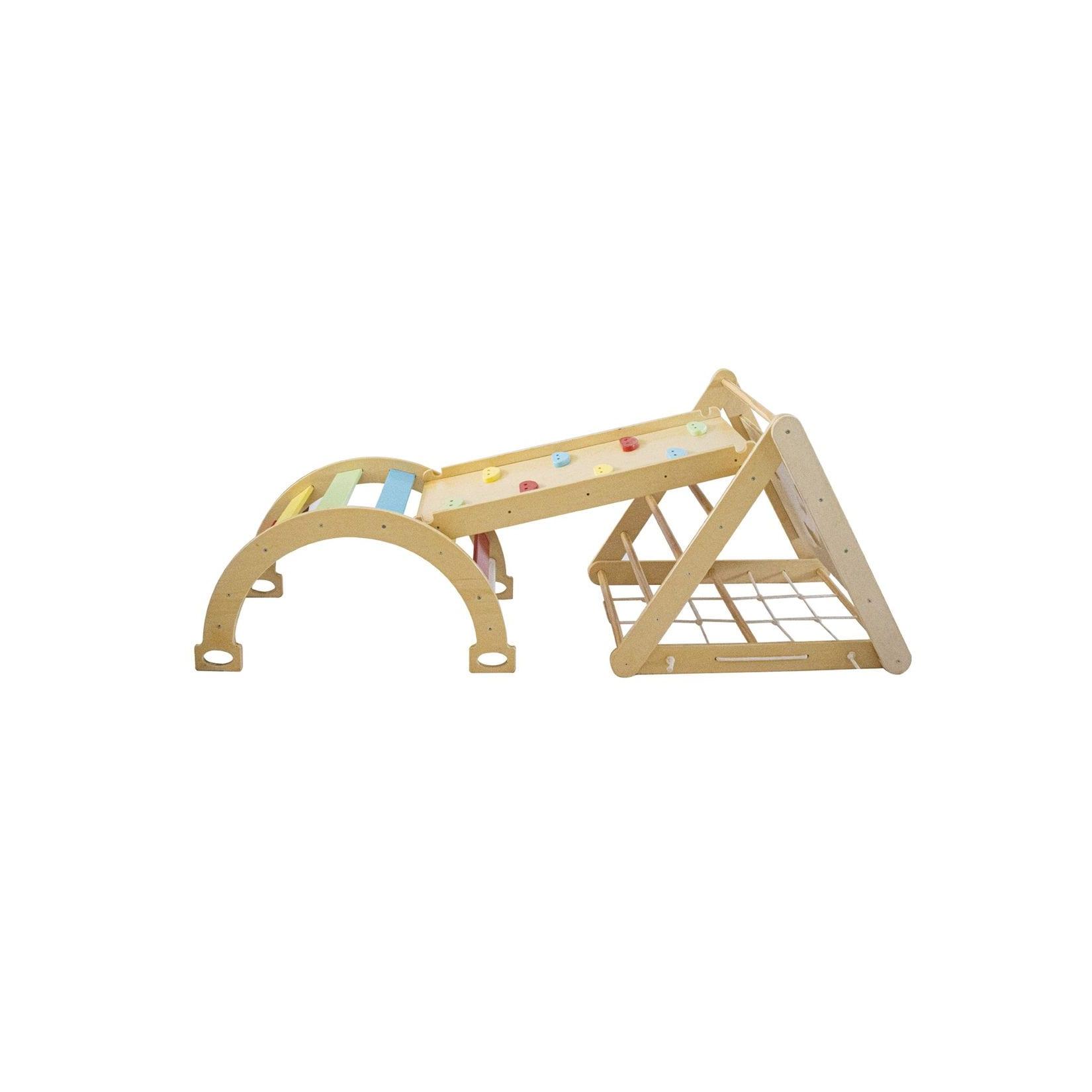 Chipolino Holz-Kindercenter 6 in 1 Kletterwand Rutsche Kletterseil Kletterrampe braun