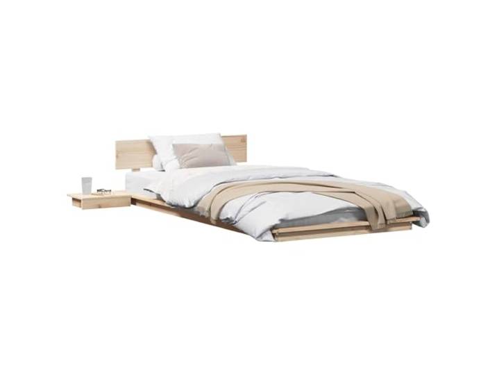 PUGYNBK Bettgestell Braun 80 x 200 cm Holz Mit Nachttisch, rechteckiges Design, moderner Stil, einfache Montage, Verwendung im Innenbereich