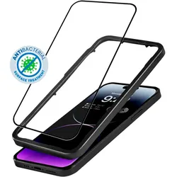 Crong Anti-Bacterial 3D Armor Glass - gehärtetes Glas 9H für iPhone 14 Pro Max für celou obrazovku + Montage- Rahmen