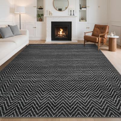 Garvee Chevron Striped Washable Modern Area Rug