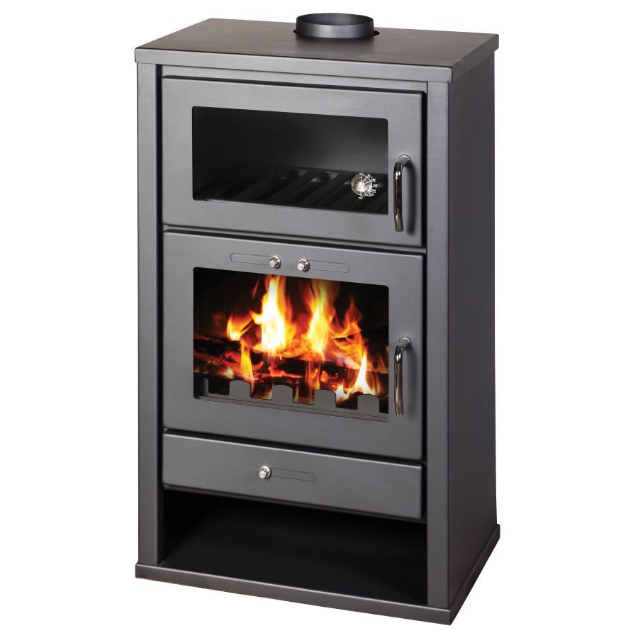 Kaminofen mit Backfach Victoria Triumph F, schwarz mit XL-Brennraum - 15kW