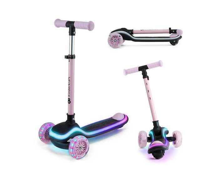 Kinderkraft Trottinette à trois roues à led RAKET (rose)
