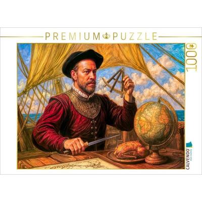 CALVENDO Puzzle Sir Francis Drake - Legendärer Entdecker und Piratenszene Puzzle | 1000 Teile Lege-Größe 64x48cm Foto-Puzzle für glückliche Stunden