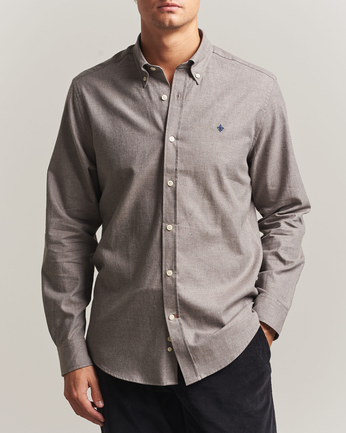 Morris Watts Flannel Shirt Grey men M Grå