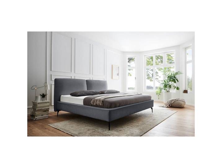 P & B Polsterbett, Grau, Metall, 180x200 cm, Reach, gepolstertes Kopfteil, In verschiedenen Grössen erhältlich, Schlafzimmer, Bett, Doppelbetten