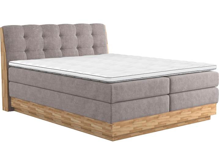 Boxspringbett, 100% Polyester, Grau (Stone), 180×200 cm, Inklusive Topper, Modern, Home-affaire