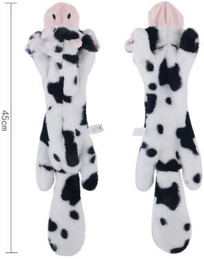 Uplift Essentials Mess Free Stuffingless Plush Squeaky Dog Toy cow