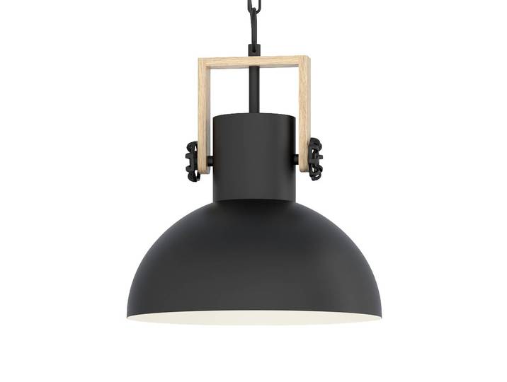 Pendelleuchte Ø 30cm Schwarz Material: Holzwerkstoff, Metall Metallart: Stahl Oberfläche Holz: Lackiert Oberfläche Metall: Pulverbeschichtet