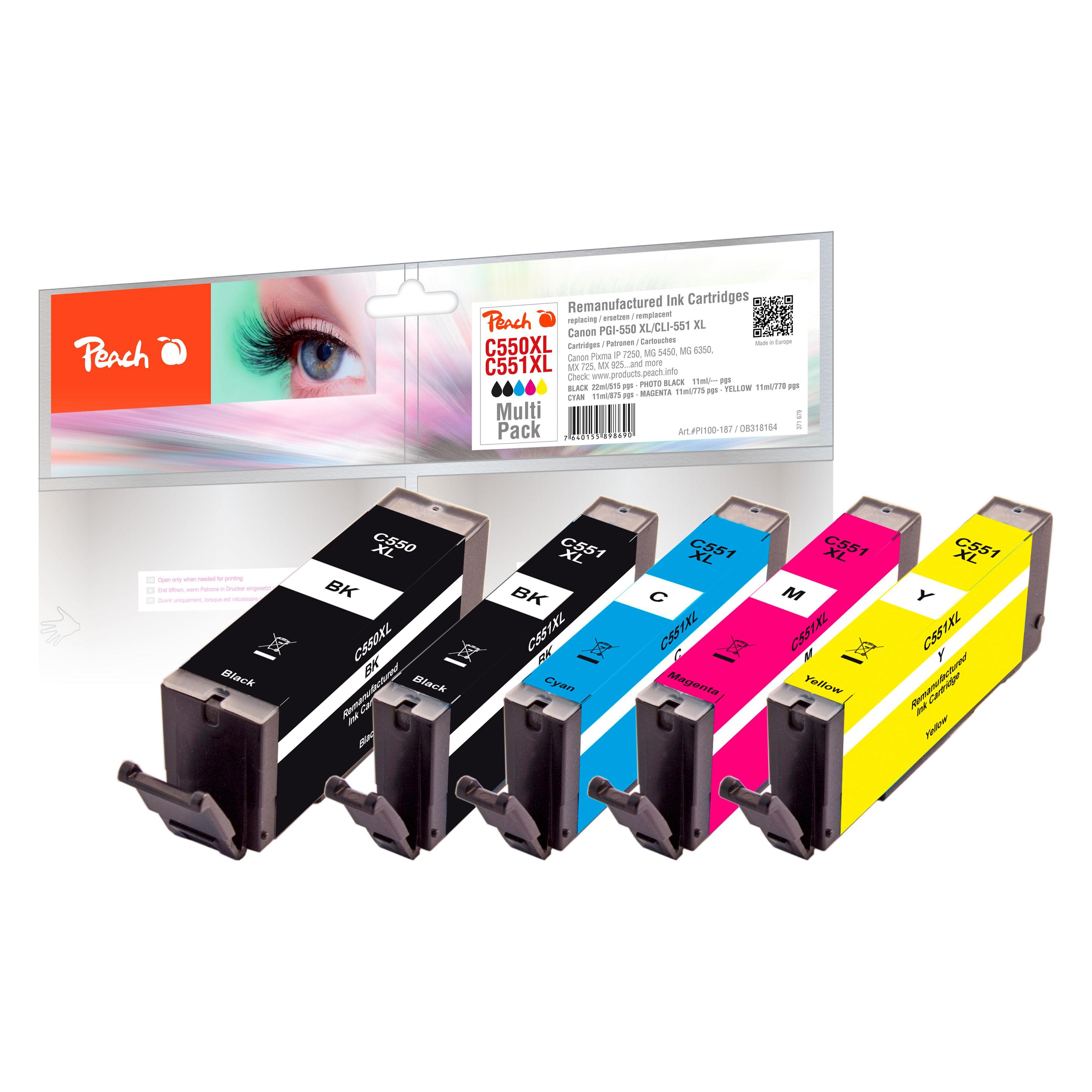 Peach C550XL / C551XL, 1x 1x Foto 1x 1x 1x (BK, C, M) (PI100-187)