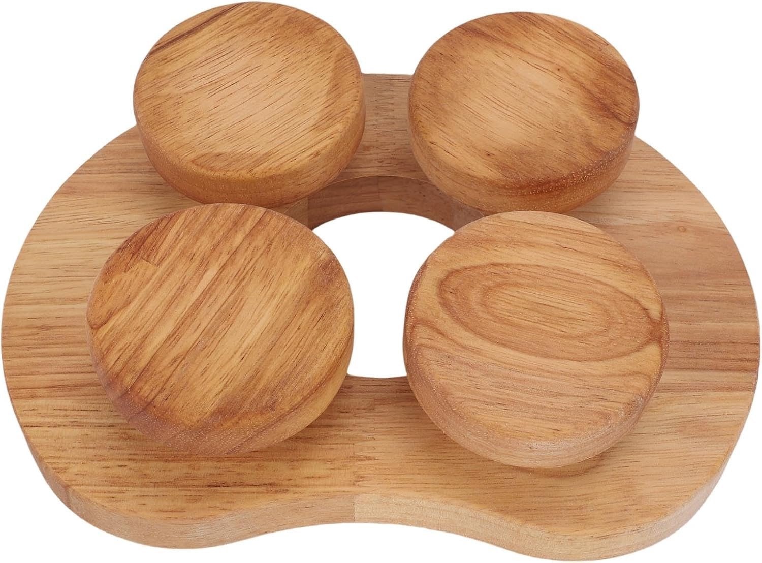 Ergonomisch Houten Sauna Kussen met Universele Wielen - Ademend Eikenhout voor Nek en Rugondersteuning