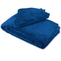 Leonado Vicenti Kuscheldecke Dunkelblau 220x240 cm Wolldecke Fleece extra weiche Wohndecke Sofa
