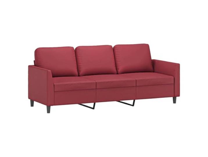 Todiikf 3-Sitzer-Sofa Weinrot Kunstleder Polstersofa mit Metallgestell Modernes Couch-Design in Weinrot fuer Wohnzimmer und Büro, dicke Polsterung mit pflegeleichtem Kunstlederbezug.
