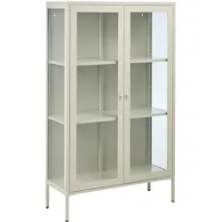 VITRINE mit Glastüren Metall 90 cm Hellbeige Nash