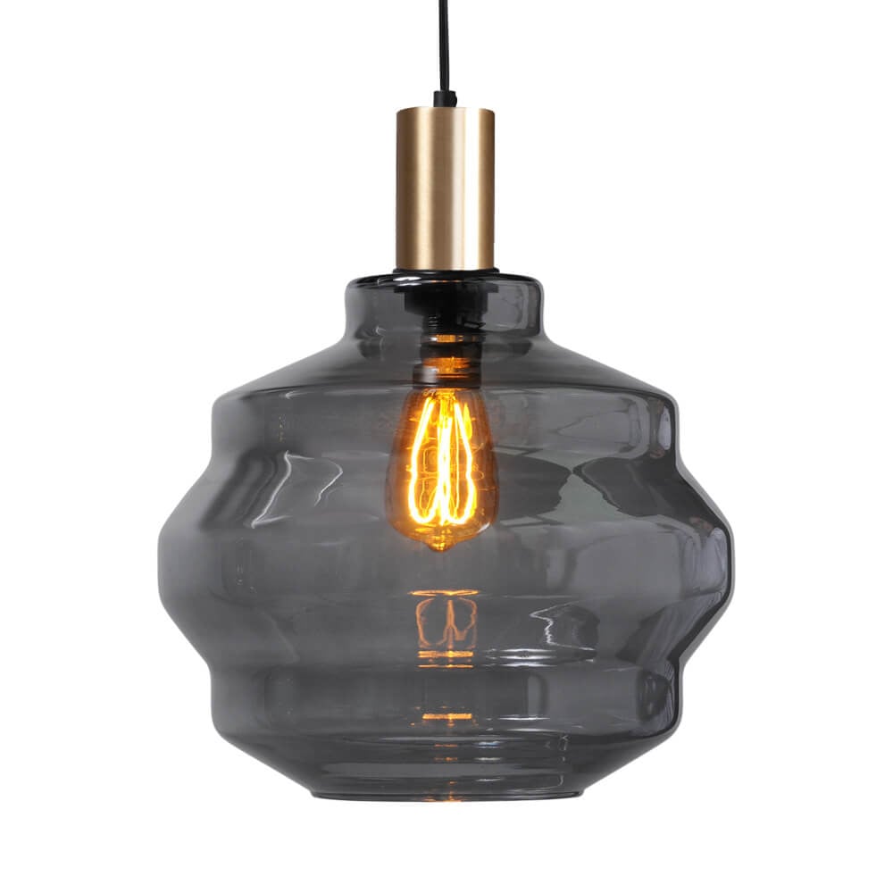 Masterlight Hanglamp Porto goud met Ball smoke glas Ø 30cm