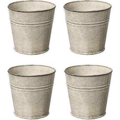 Übertopf CREATIV HOME "Übertopf", beige (hellgrau), H:10cm Ø:11cm, Metall, Pflanzgefäße, im modernen Design